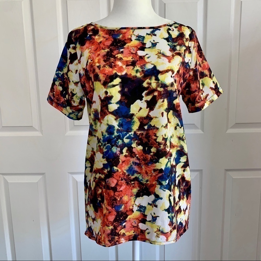 Isani for Target Orange Abstract Floral Blouse Top